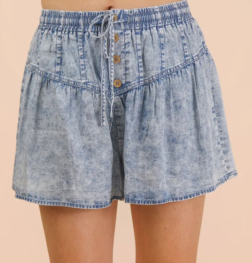 Washed Chambray Shorts