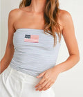 Blue Striped Tube Top